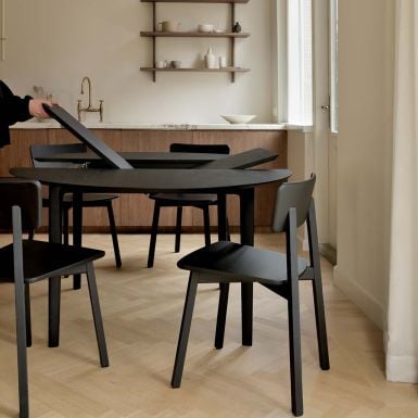 Ethnicraft Bok | Black Oak Extending Dining Table (Round)