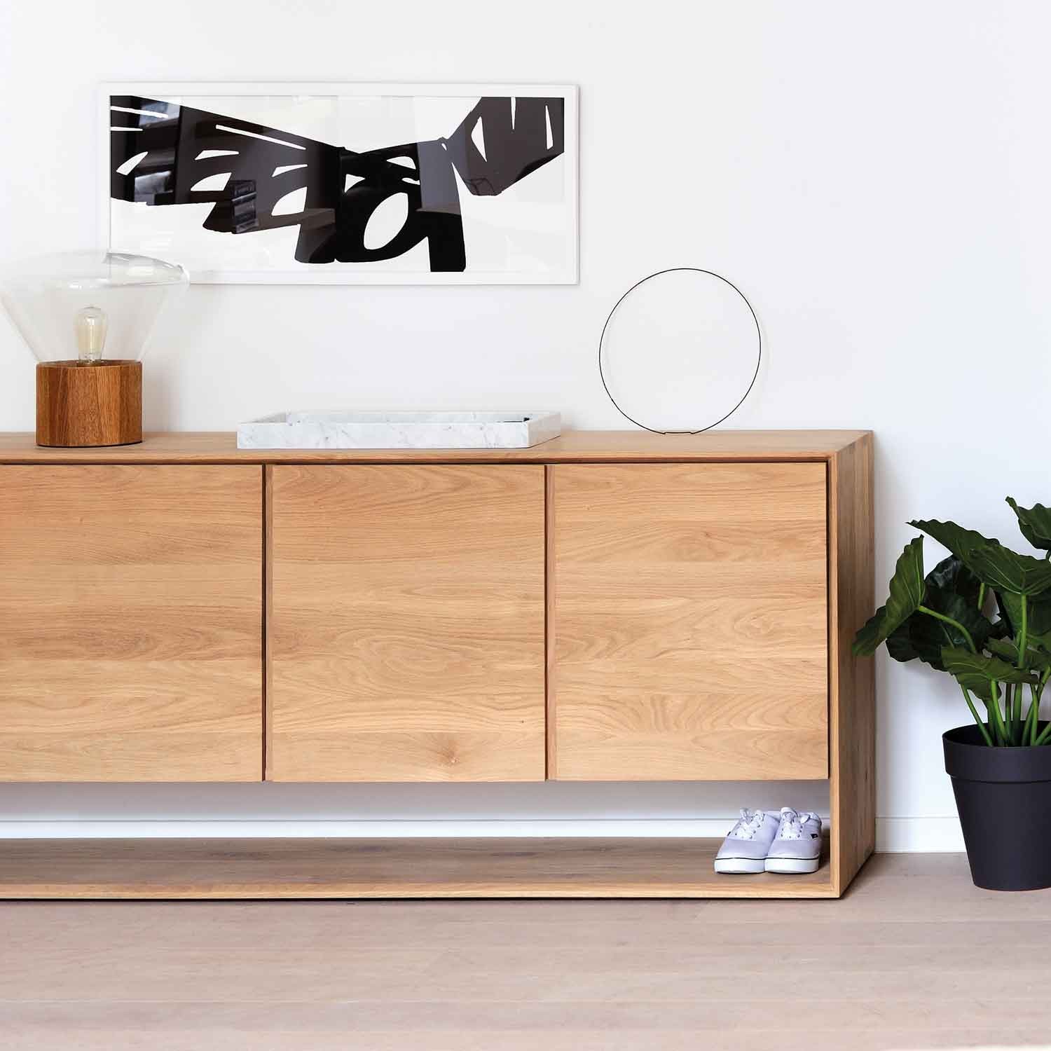 51437 oak nordic sideboard   3 opening doors