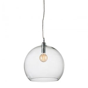 Orb glass pendant 39 cm | clear, silver wire