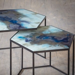 Notre Monde Cobalt Mist Organic - Hexagon Side Tables - Set