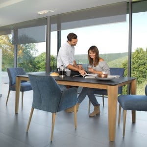 Mason round leg PB2 Fenix + oak extending dining table