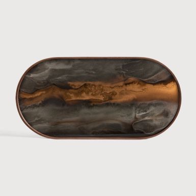 Ethnicraft Organic Glass Tray | Bronze | Oblong