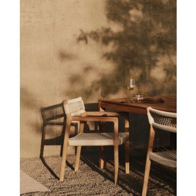 Ethnicraft Outdoor Jack Dining Chair | Teak & Beige Cord