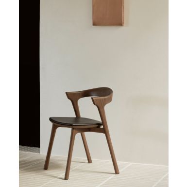 Ethnicraft Bok Chair | Brown Teak | Black Leather Seat