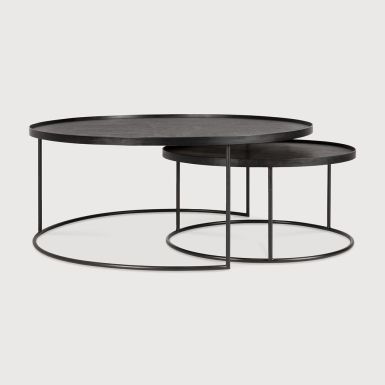 Ethnicraft Tray Coffee Table Set | Round | Large + Extra Large