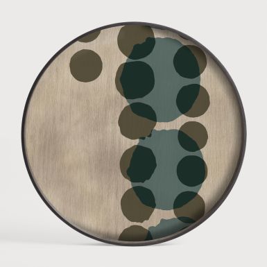 Ethnicraft Layered Dots Glass Tray | Slate | Round