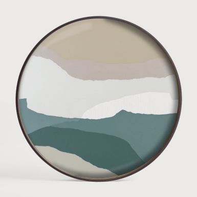 Ethnicraft Wabi Sabi Glass Tray | Slate | Round