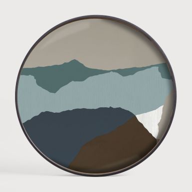 Ethnicraft Wabi Sabi Glass Tray | Graphite | Round