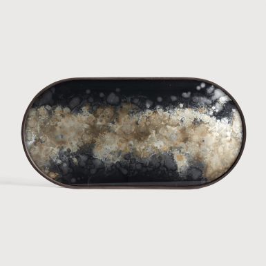 Ethnicraft Organic Glass Tray | Black | Oblong