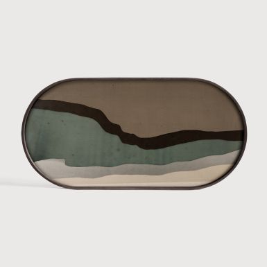 Ethnicraft Wabi Sabi Glass Tray | Graphite | Oblong