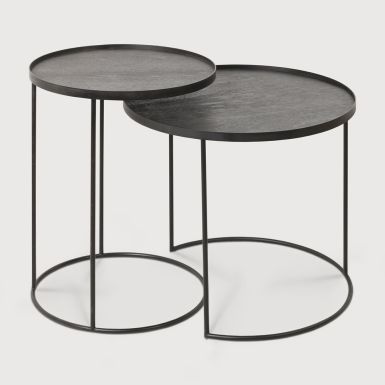 Ethnicraft Tray Side Table Set | Round | Small + Large