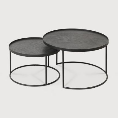 Ethnicraft Tray Coffee Table Set | Round | Small + Large