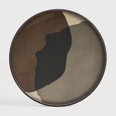 Ethnicraft Combined Dots Glass Tray | Graphite | Round