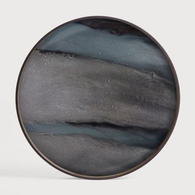 Ethnicraft Organic Glass Tray | Graphite | Round