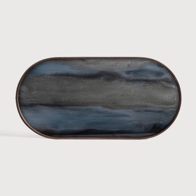Ethnicraft Organic Glass Tray | Graphite | Oblong