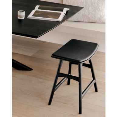 Ethnicraft Osso Stool | Black Oak | Black Leather