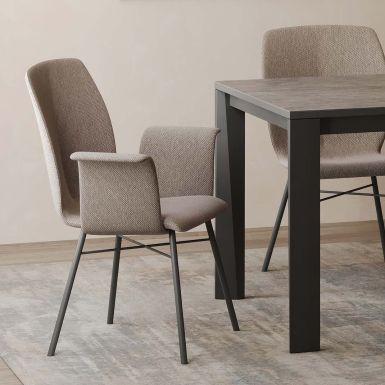 Fendu Chair with arms - Metal legs