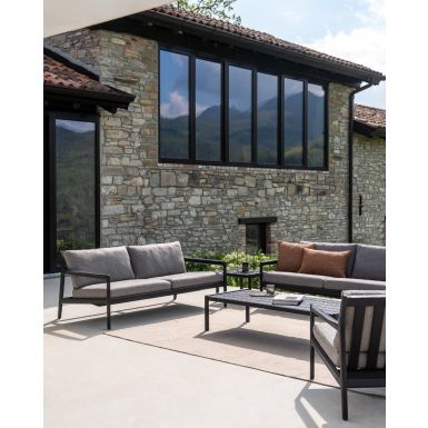 Ethnicraft Outdoor Jack Sofa Frame | Black Teak | 180cm | Mocha FR cushion