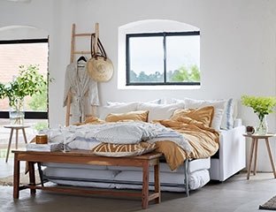 2 Seater Corner Sofa Bed designed By Adventures In Furniture. This Modern Sofa Bed Has Endless Fabric Choices To Fit Every Space In Your Home. The look is complete with our solid oak dining table