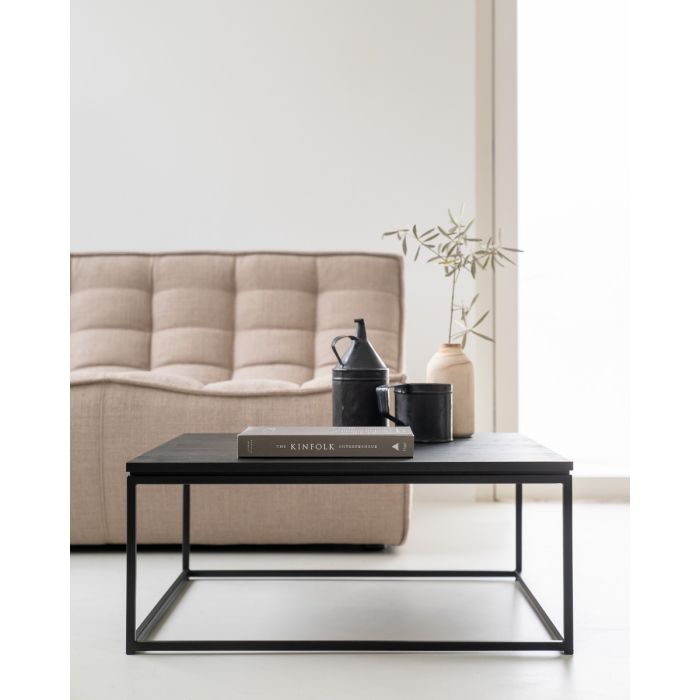 Thin black outlet side table