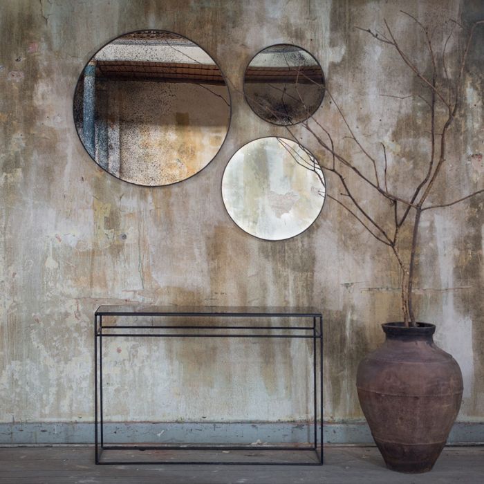 Ethnicraft Bronze Round Aged Mirrors