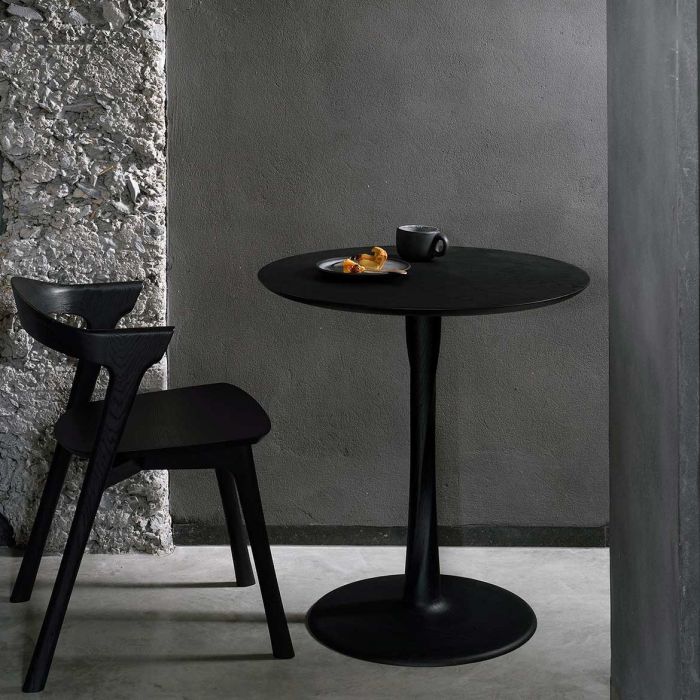 Dark oak top round dining table