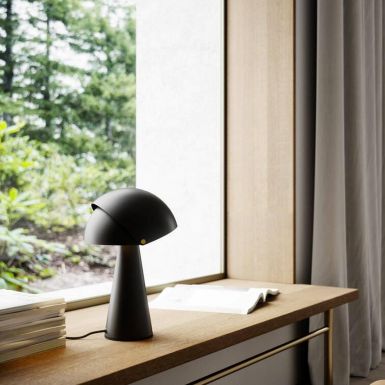 Black and brushed steel align black table lamp