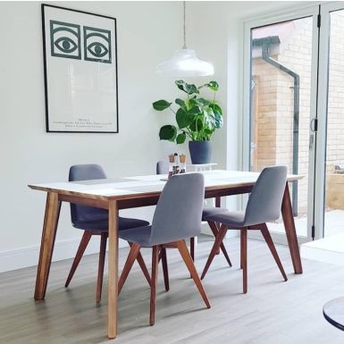 Bianco Fenix + Walnut Dining Table