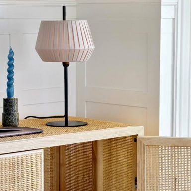 Beige pleated cotton table lamp