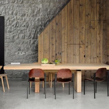 double oak extending dining table in oak finish modern design 