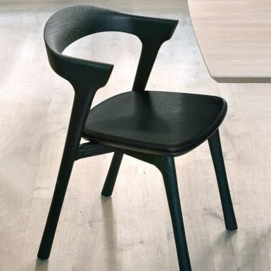 Ethnicraft Black Oak Bok chair with black leather seat