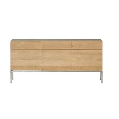 Ethnicraft EOL Oak Ligna sideboard 3 doors 3 drawers | 165cm x 45cm x 78cm